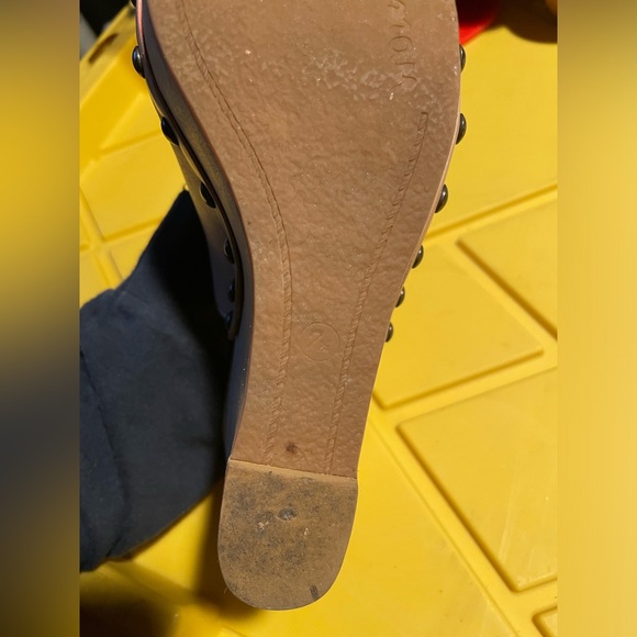 Sam Edelman Camilla Wedge Sandal Women 7.5 Nude Leather Buckle Slingback - Picture 6 of 6